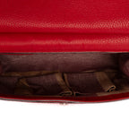 Shoulder Bag Bamboo Tassel Daily Flap Red Grained Calfskin Leather