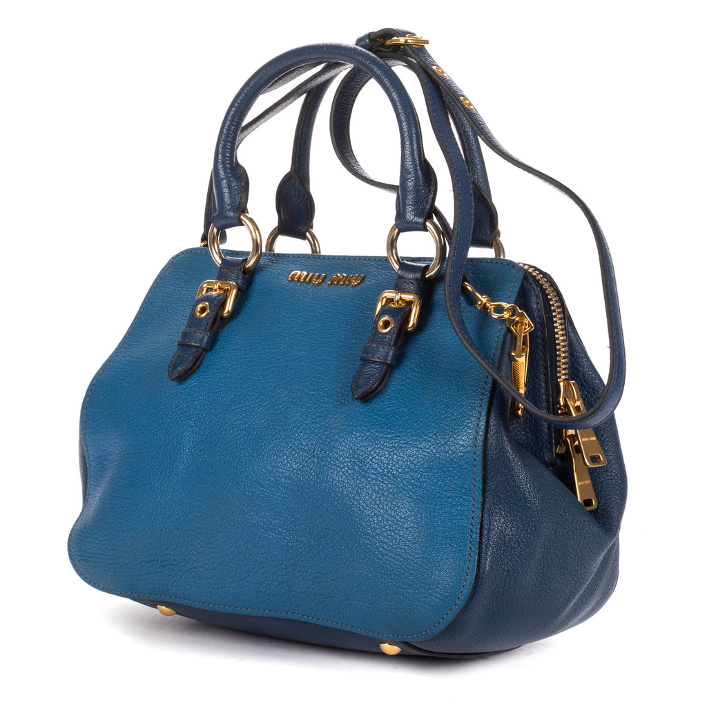 Sac bandoulière Sac Bauletto en cuir Madras bleu