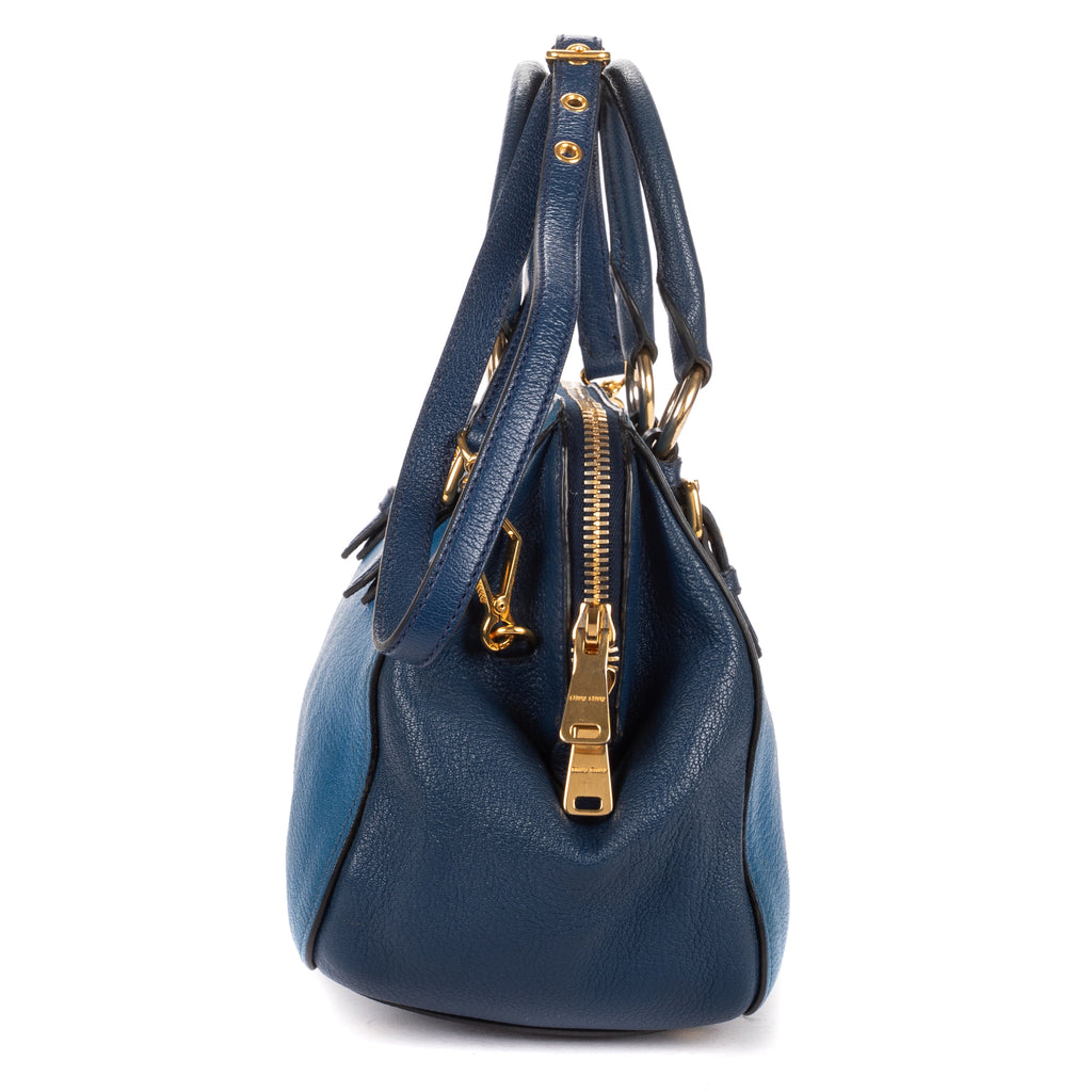 Shoulder Bag Bauletto Bag Blue Madras Leather