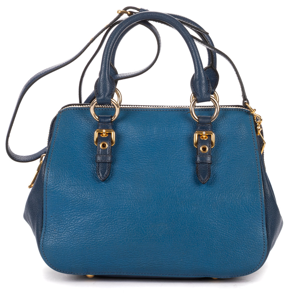Shoulder Bag Bauletto Bag Blue Madras Leather