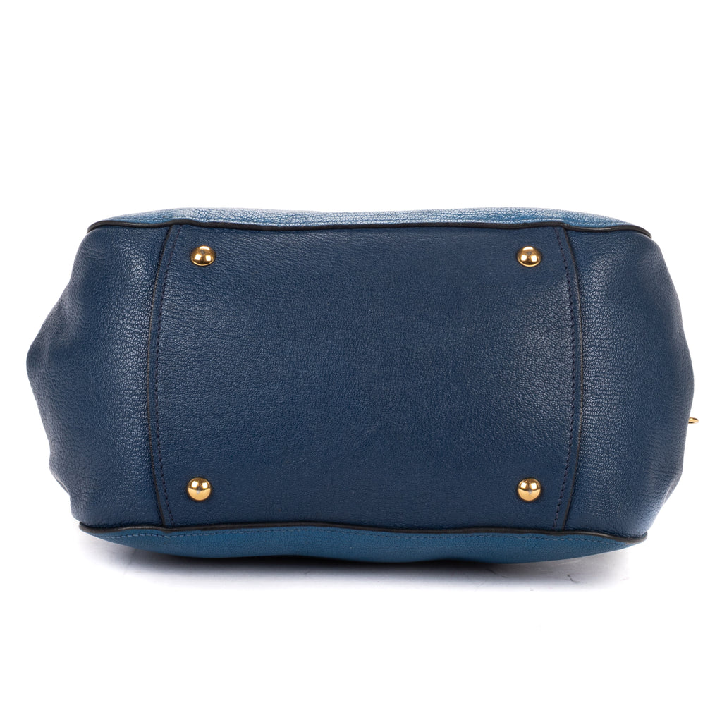 Shoulder Bag Bauletto Bag Blue Madras Leather