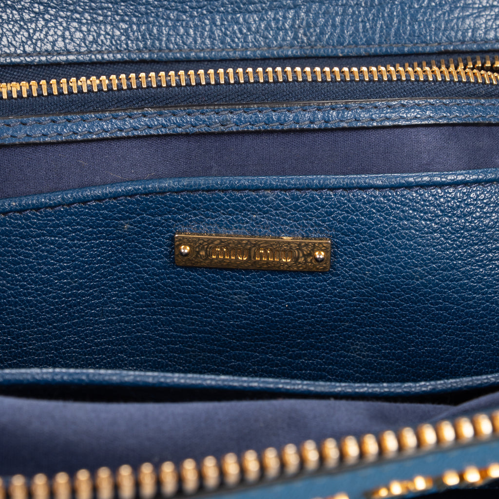 Sac bandoulière Sac Bauletto en cuir Madras bleu