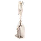 Shoulder Bag Crystal Fringed Crossbody Ivory Calfskin Leather