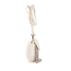Shoulder Bag Crystal Fringed Crossbody Ivory Calfskin Leather