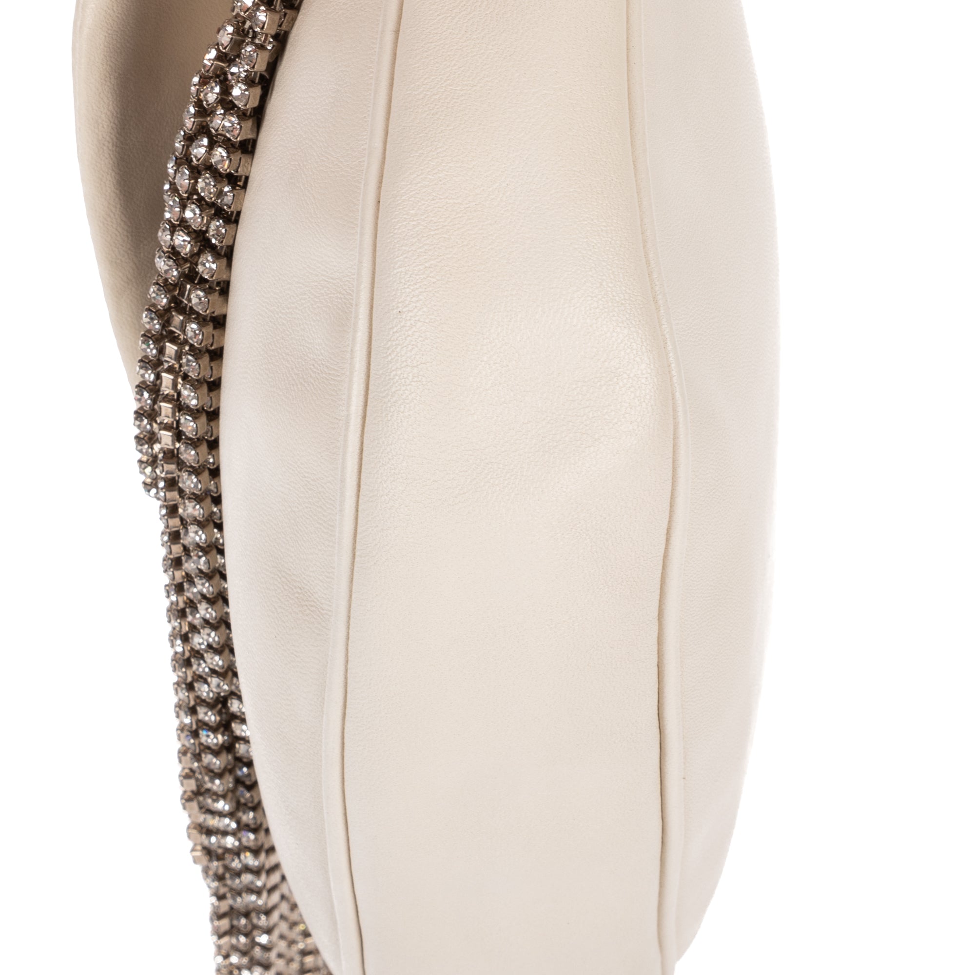 Shoulder Bag Crystal Fringed Crossbody Ivory Calfskin Leather