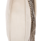 Shoulder Bag Crystal Fringed Crossbody Ivory Calfskin Leather