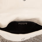 Shoulder Bag Crystal Fringed Crossbody Ivory Calfskin Leather