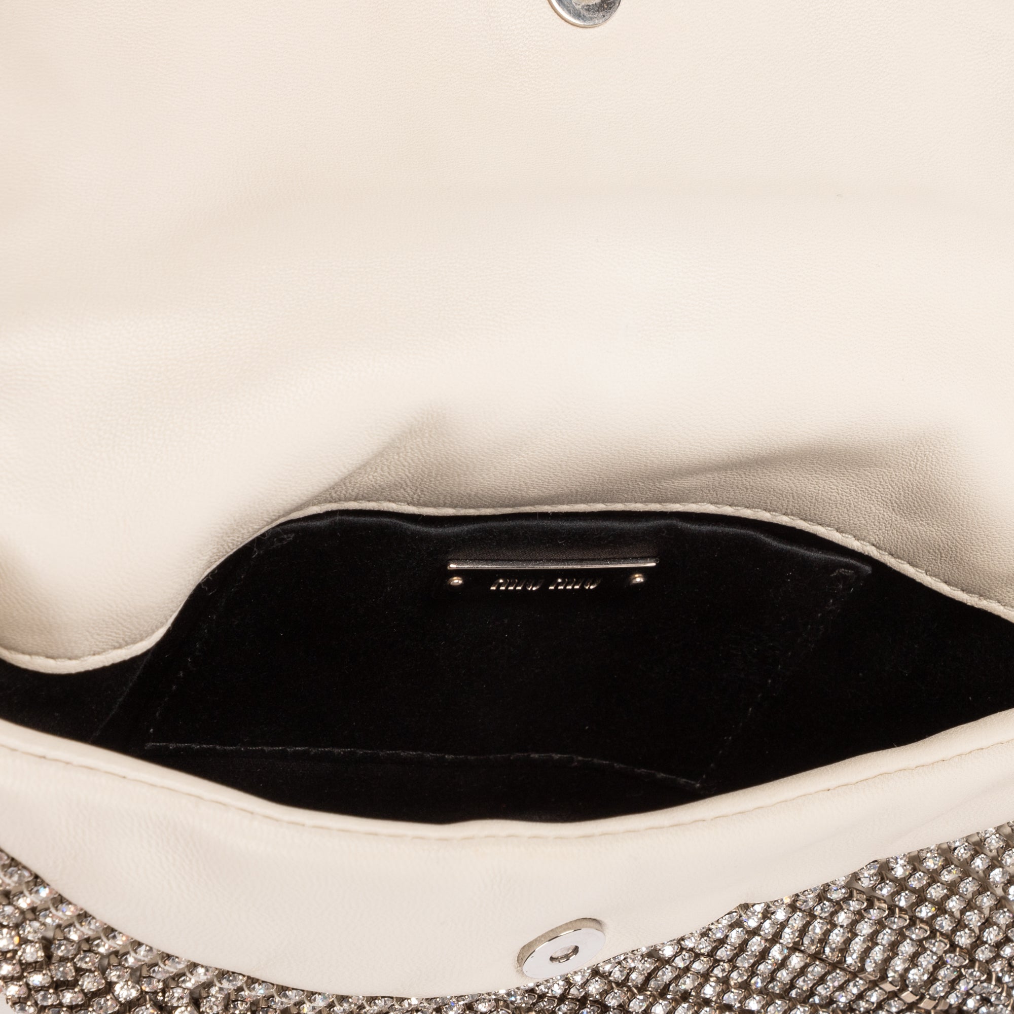 Shoulder Bag Crystal Fringed Crossbody Ivory Calfskin Leather