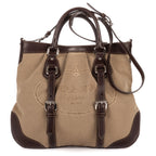 Shoulder Bag Jacquard Two Straps Tote Brown Jacquard Canvas