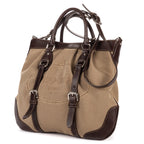 Shoulder Bag Jacquard Two Straps Tote Brown Jacquard Canvas