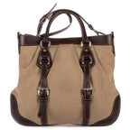 Shoulder Bag Jacquard Two Straps Tote Brown Jacquard Canvas