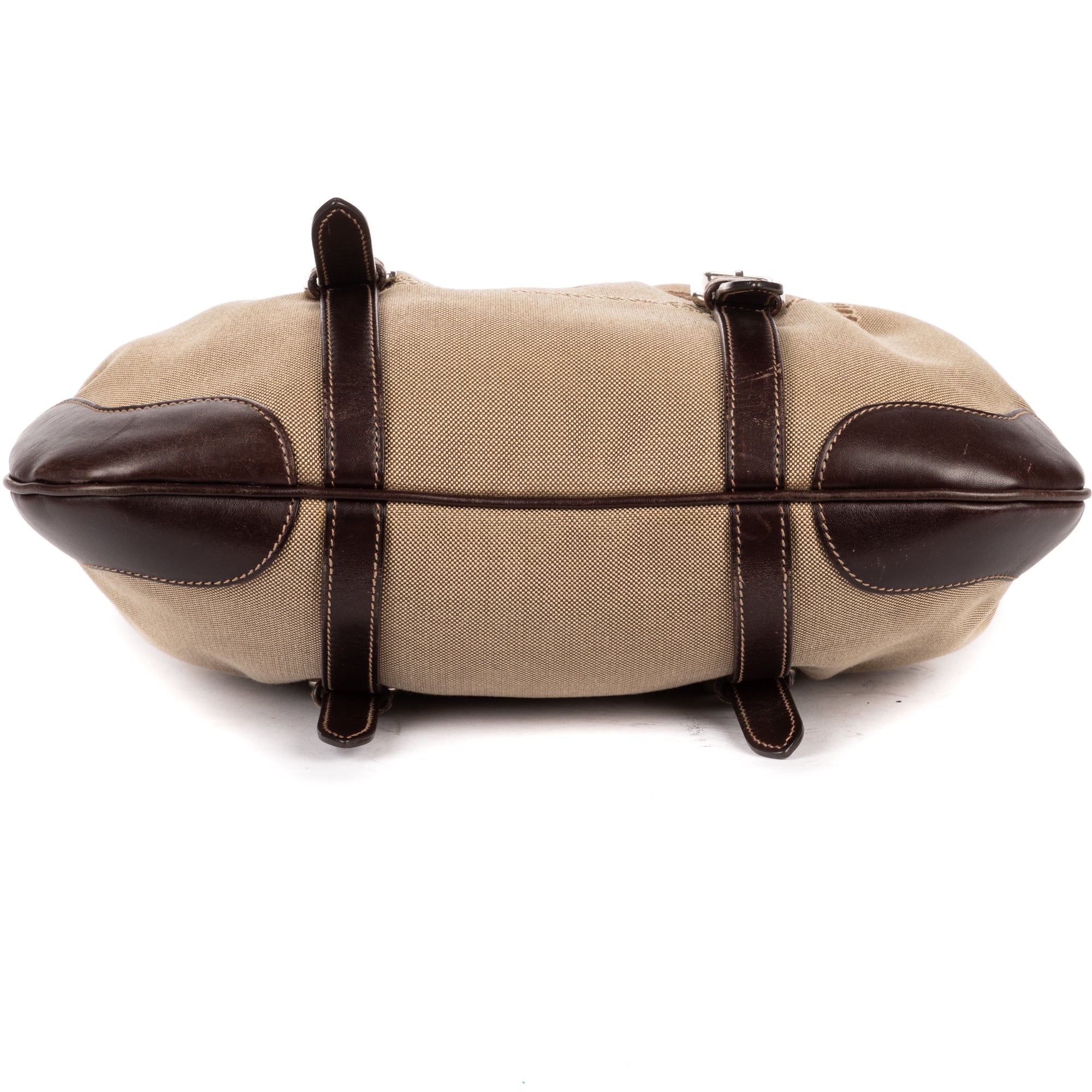 Shoulder Bag Jacquard Two Straps Tote Brown Jacquard Canvas