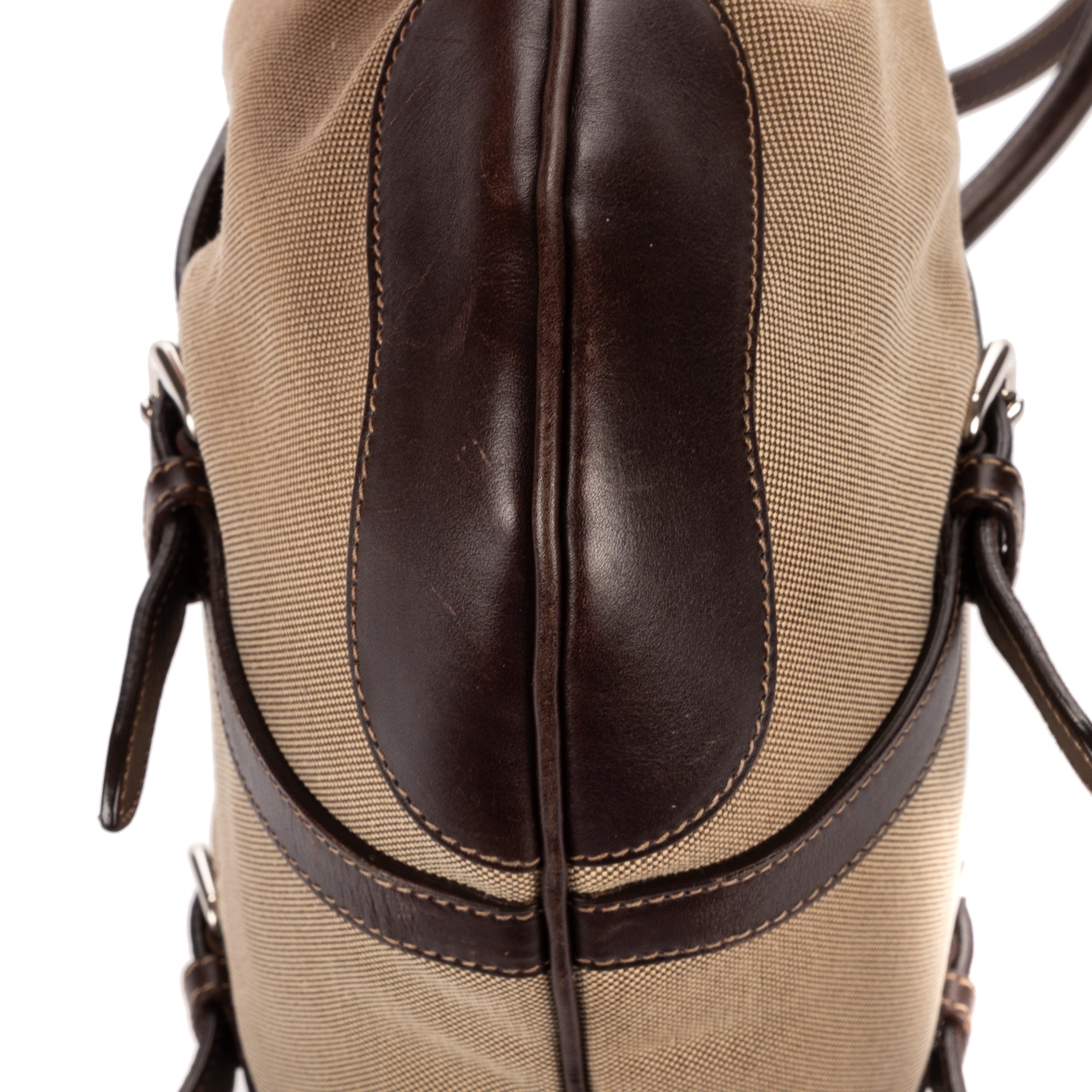 Shoulder Bag Jacquard Two Straps Tote Brown Jacquard Canvas