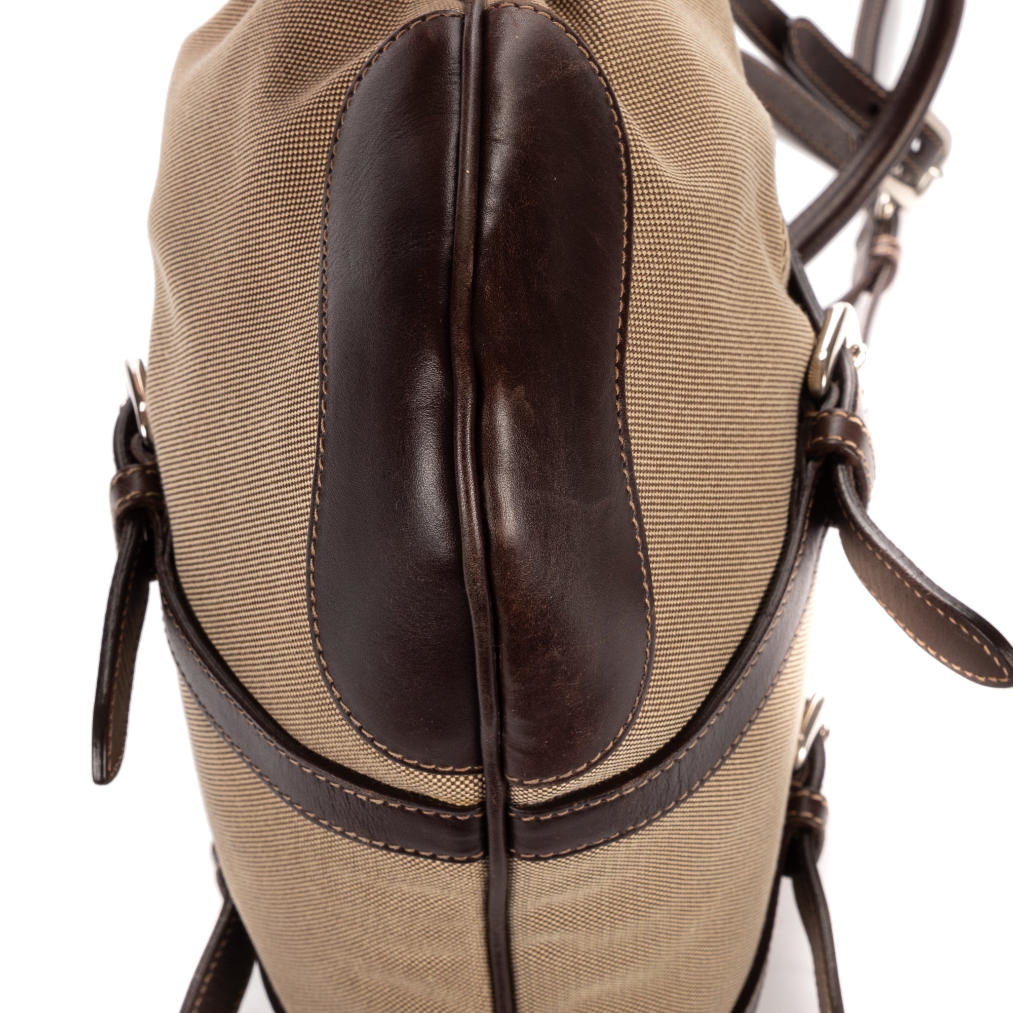 Shoulder Bag Jacquard Two Straps Tote Brown Jacquard Canvas