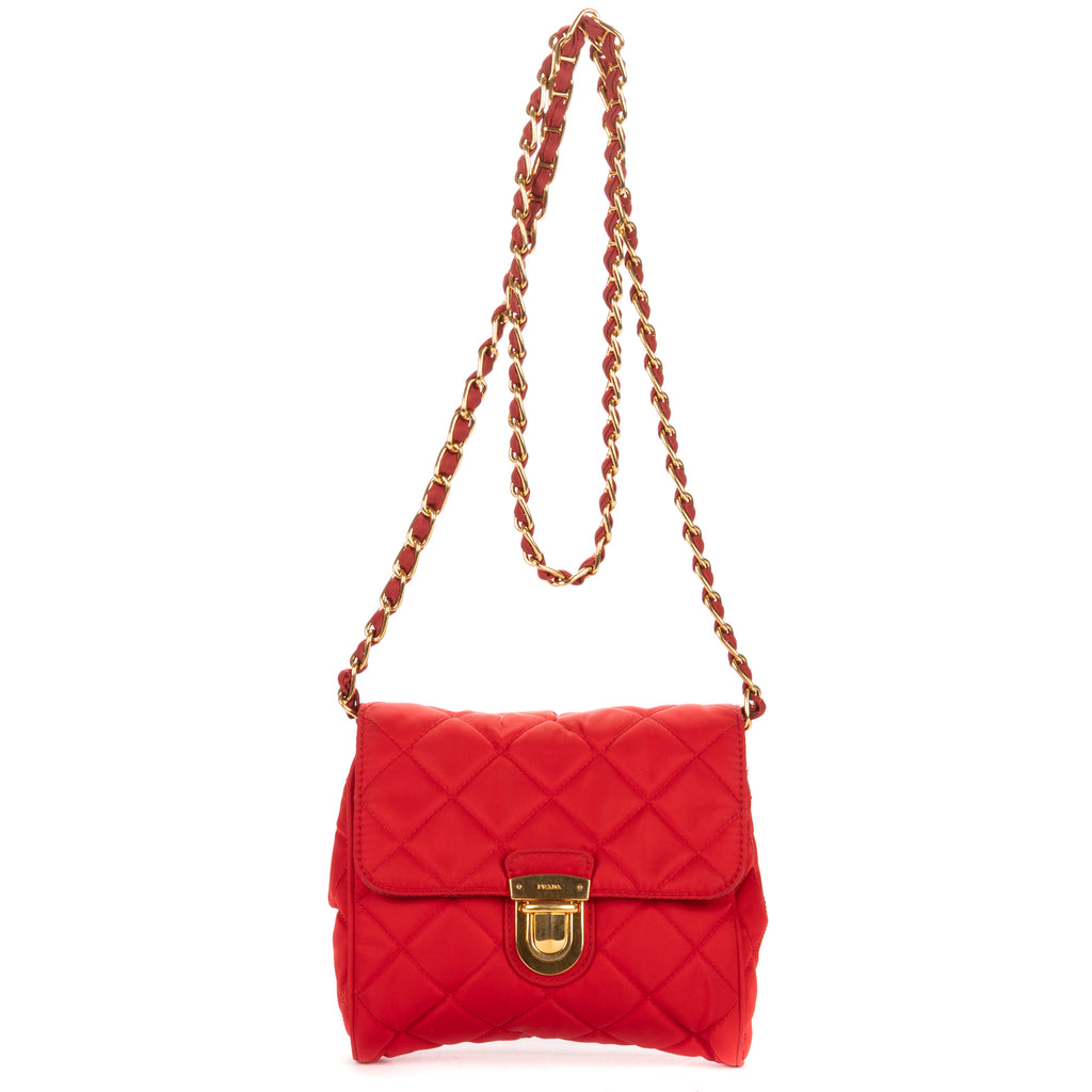 Shoulder Bag Tessuto Crossbody Red Quilted Nylon Canvas
