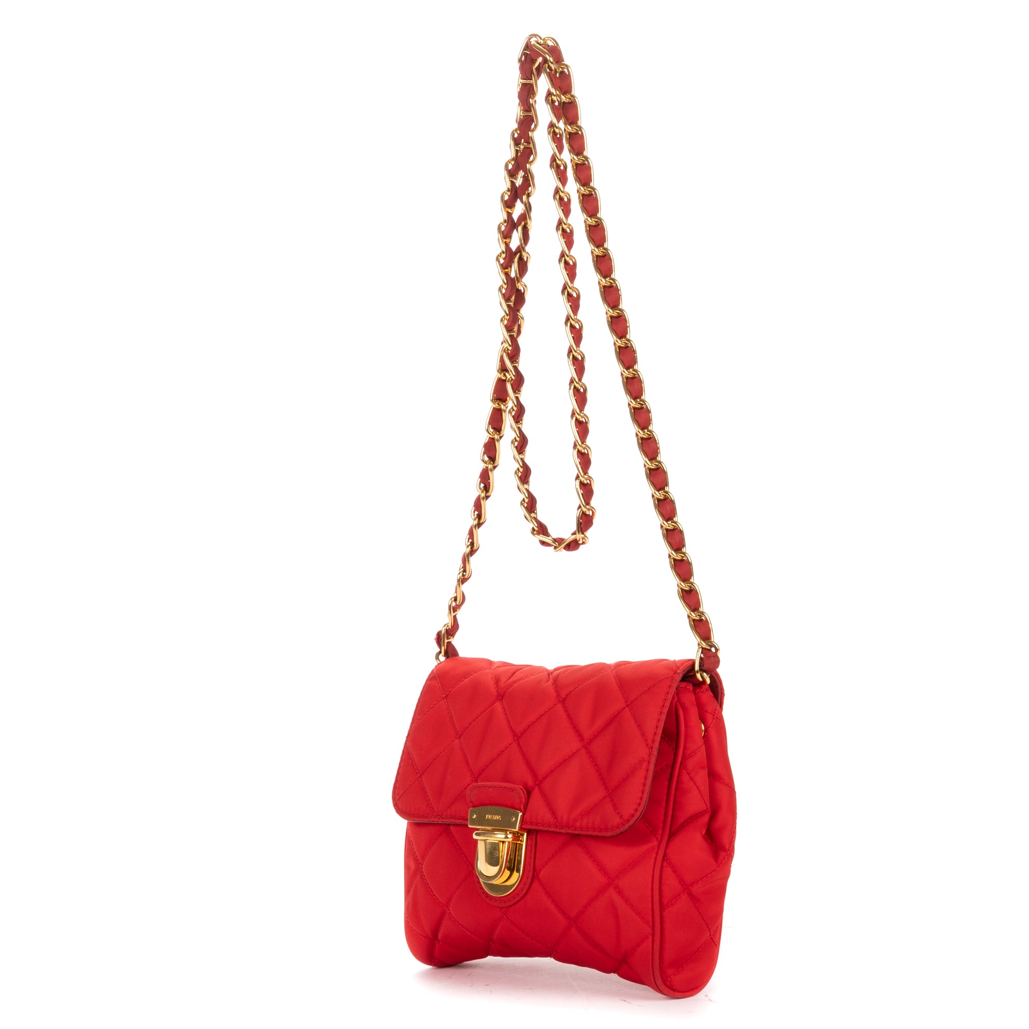 Shoulder Bag Tessuto Crossbody Red Quilted Nylon Canvas