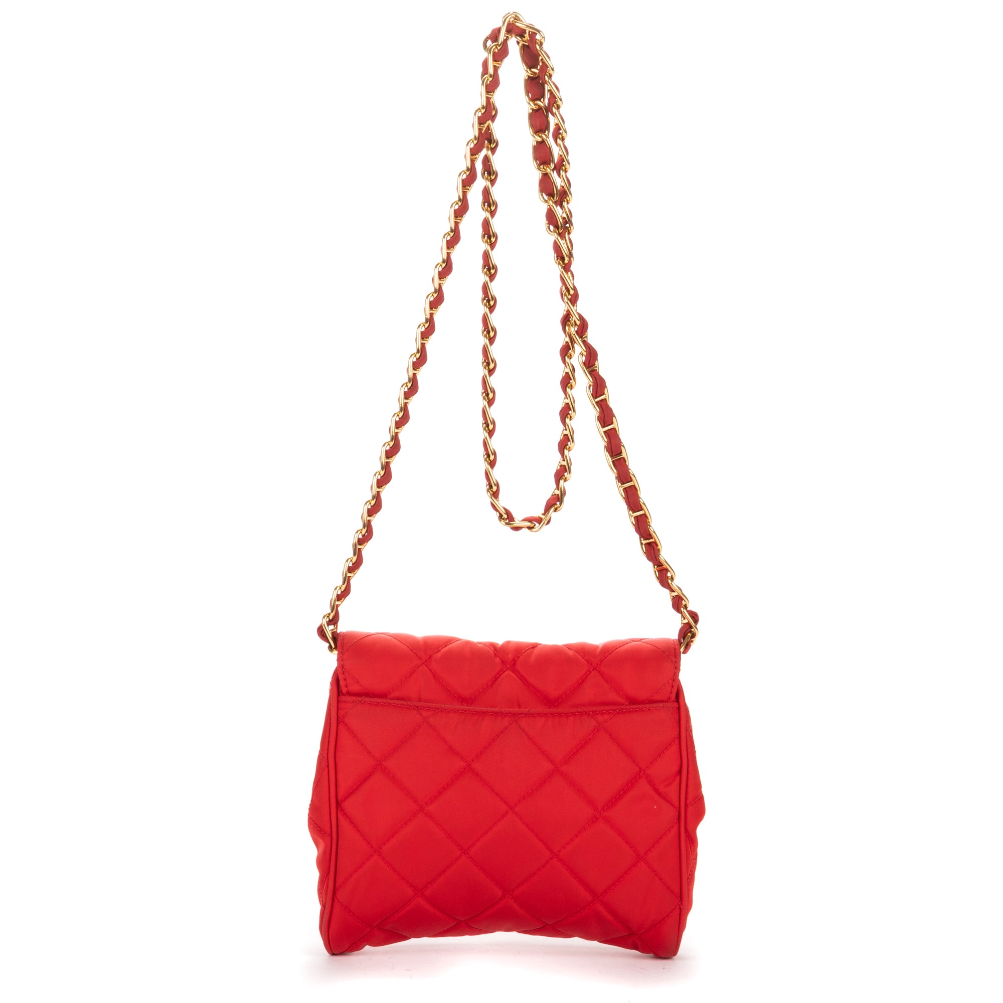 Shoulder Bag Tessuto Crossbody Red Quilted Nylon Canvas