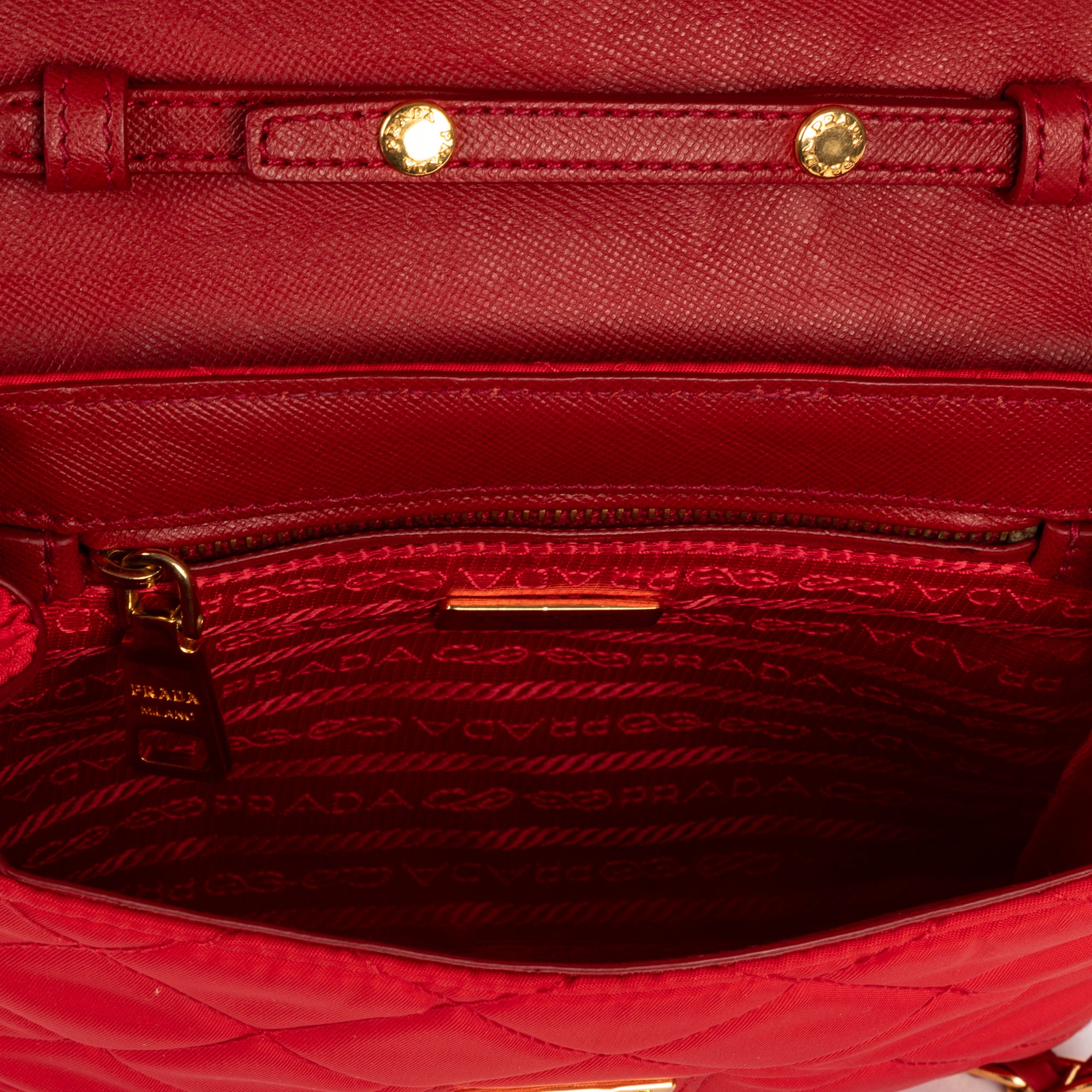 Shoulder Bag Tessuto Crossbody Red Quilted Nylon Canvas