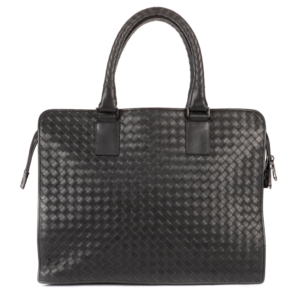 Shoulder Bag Messenger Dark Grey Intrecciato Leather