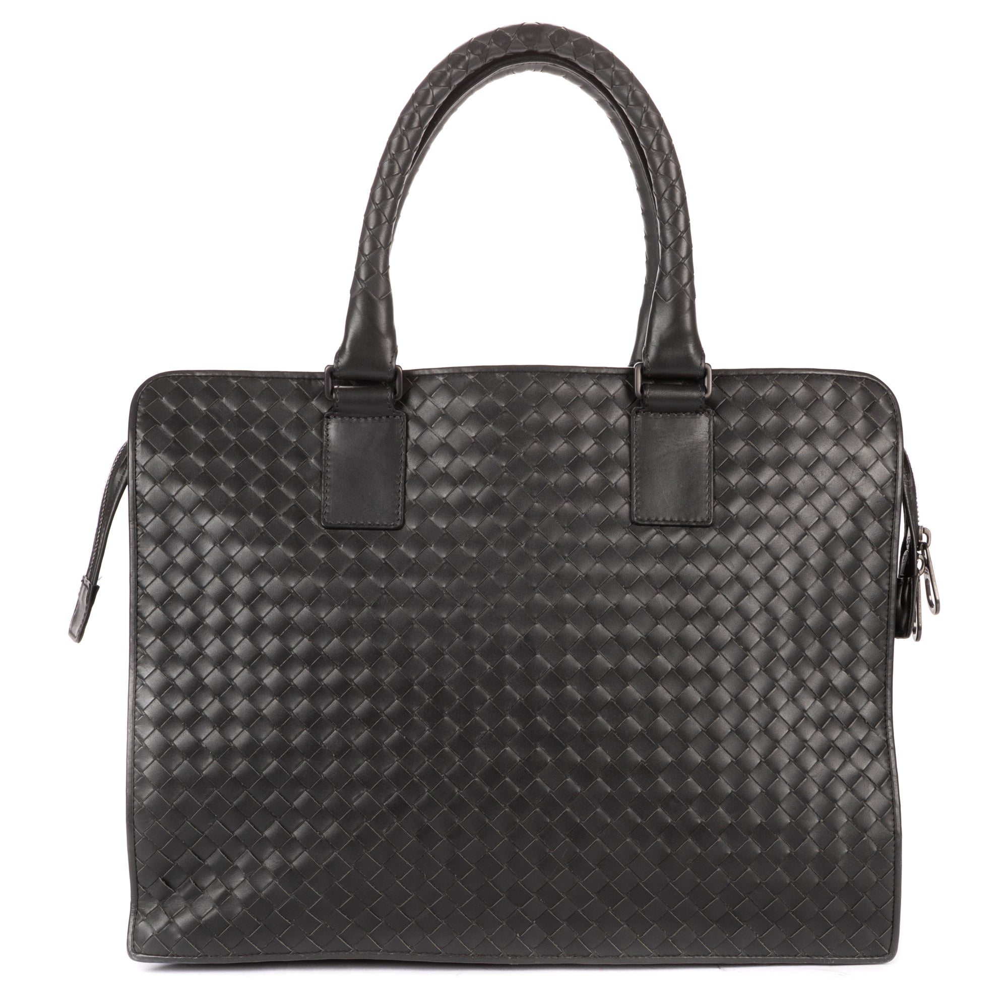 Shoulder Bag Messenger Dark Grey Intrecciato Leather