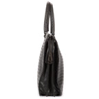 Shoulder Bag Messenger Dark Grey Intrecciato Leather