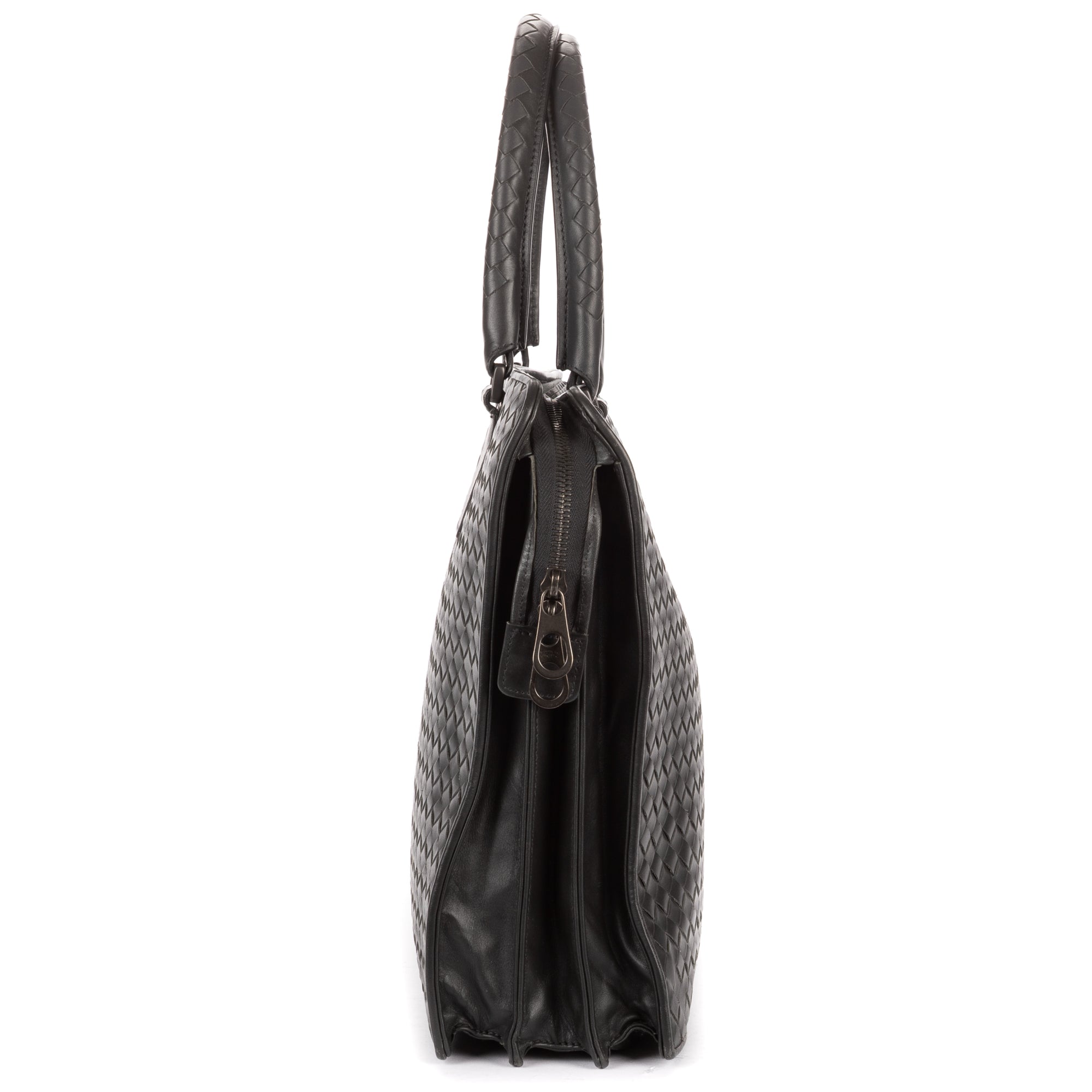 Shoulder Bag Messenger Dark Grey Intrecciato Leather