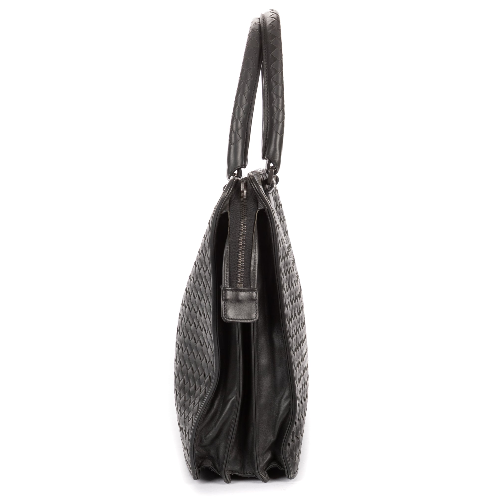 Shoulder Bag Messenger Dark Grey Intrecciato Leather