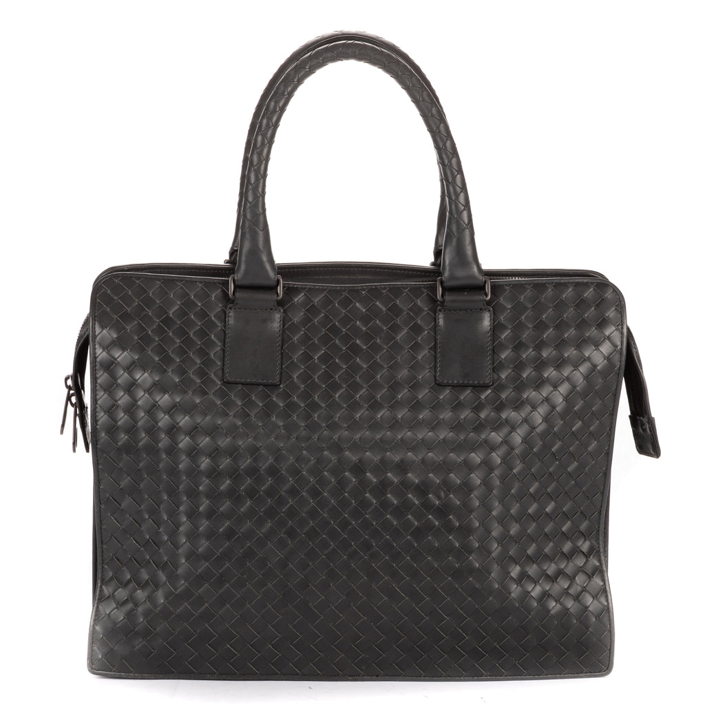 Shoulder Bag Messenger Dark Grey Intrecciato Leather