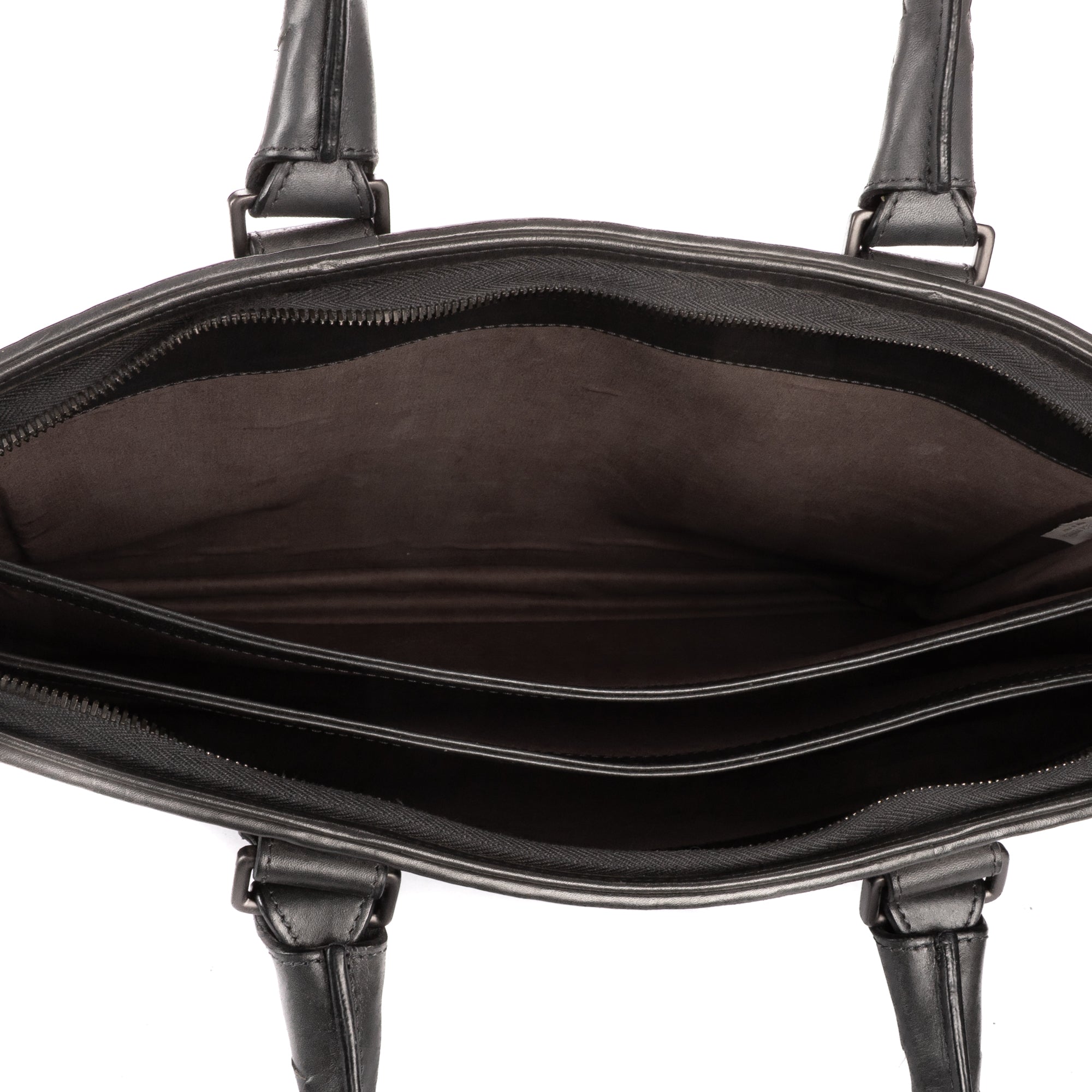 Shoulder Bag Messenger Dark Grey Intrecciato Leather