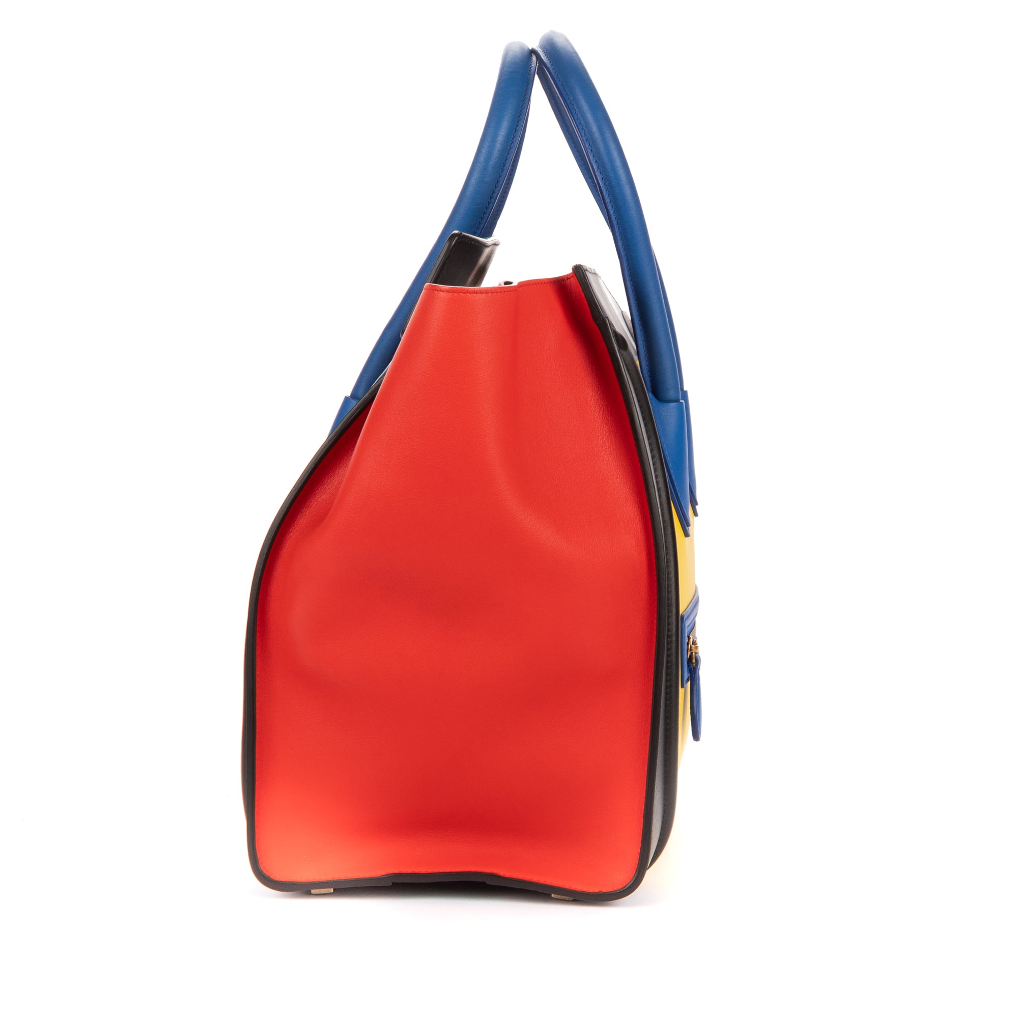 Handbag Multicolor Luggage Red Smooth Calfskin Leather