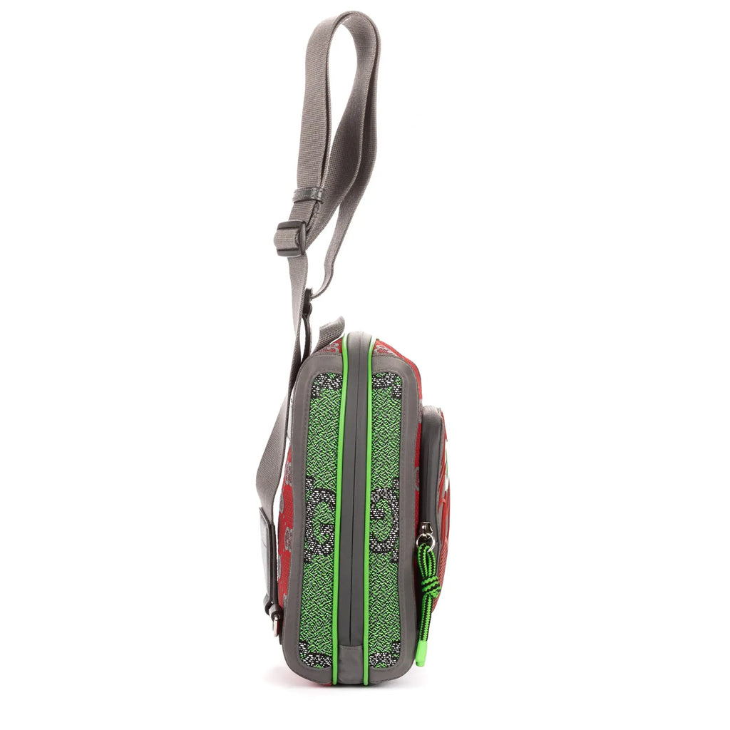 Mochila de punto bidireccional Mochila GG de nailon verde monograma