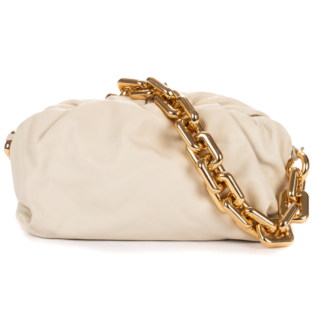 Handbag Chain Pouch Ivory Soft Calfskin Leather