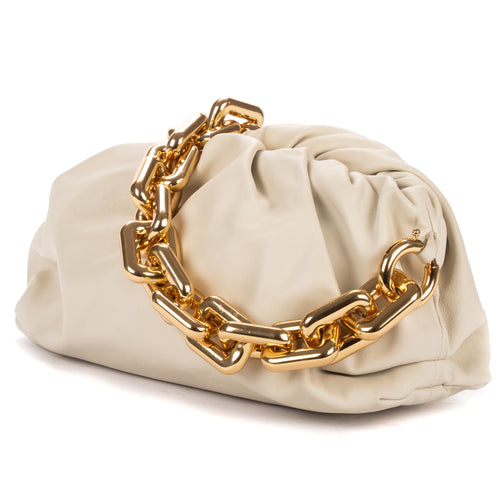 Handbag Chain Pouch Ivory Soft Calfskin Leather