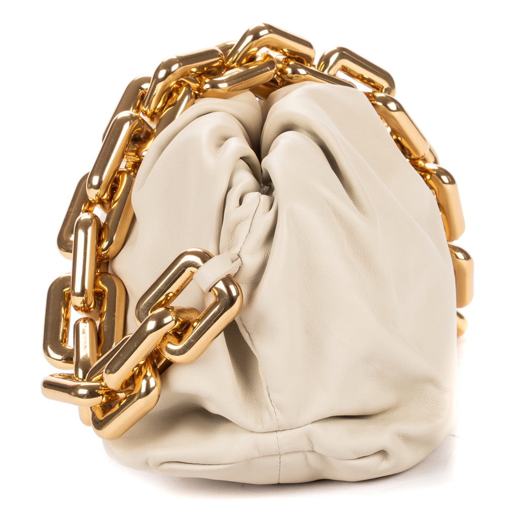Handbag Chain Pouch Ivory Soft Calfskin Leather