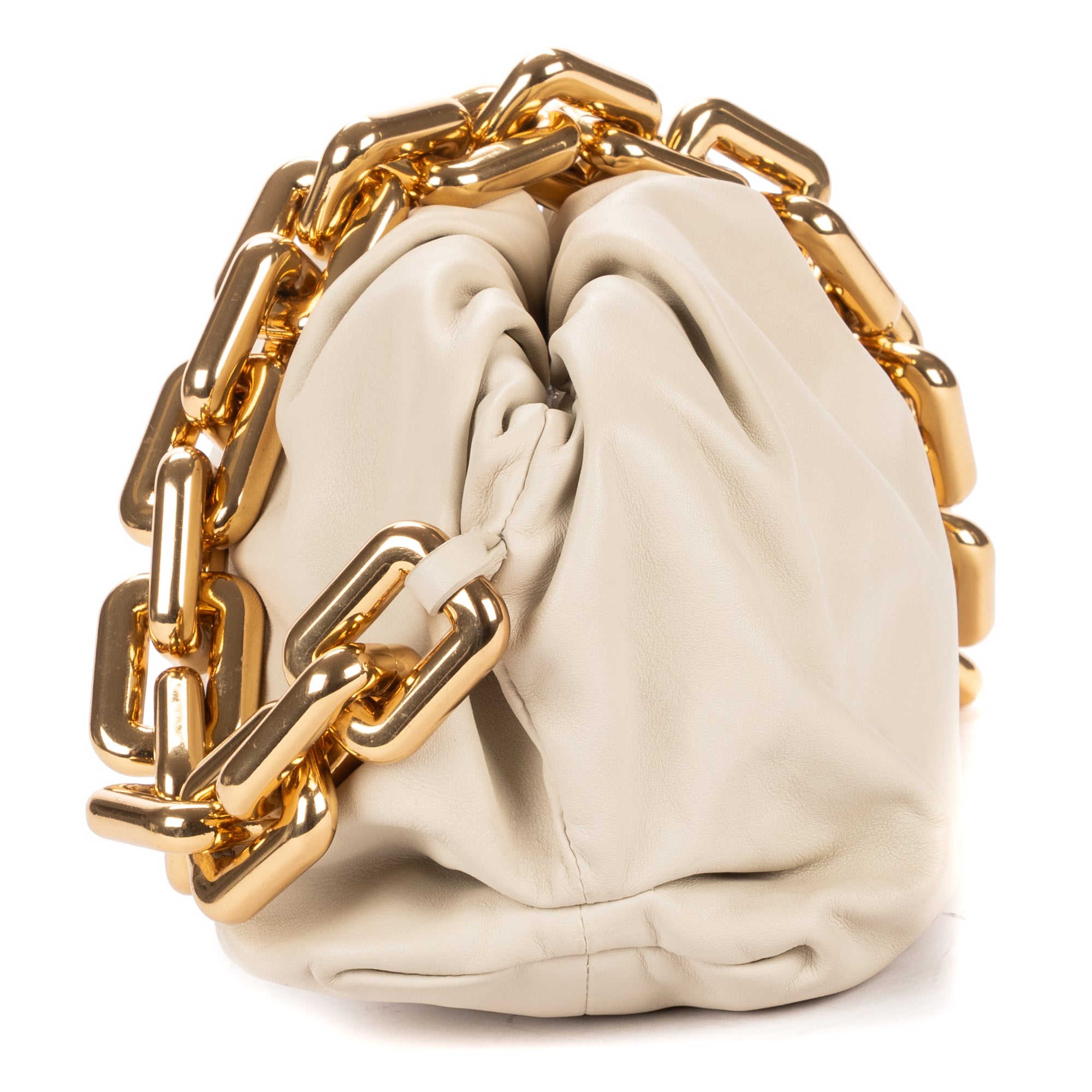 Handbag Chain Pouch Ivory Soft Calfskin Leather