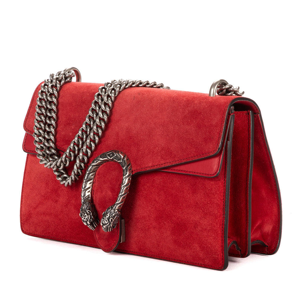 Shoulder Bag Medium Dionysus Chain Crossbody Medium Red Suede Leather