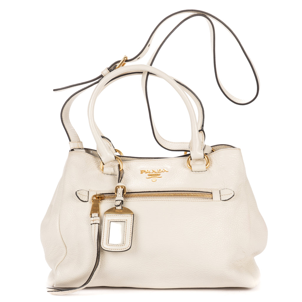 Shoulder Bag Convertible Open Tote Ivory Vitello Phenix Leather