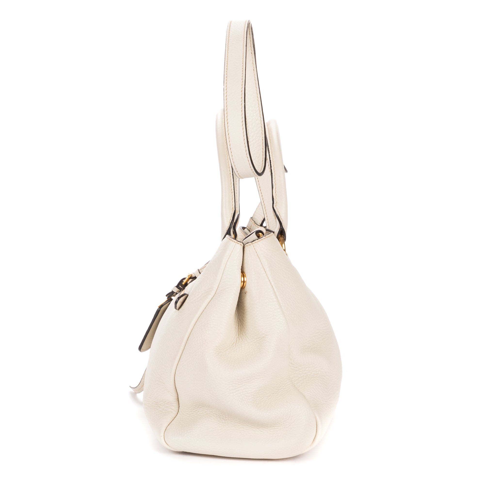 Shoulder Bag Convertible Open Tote Ivory Vitello Phenix Leather