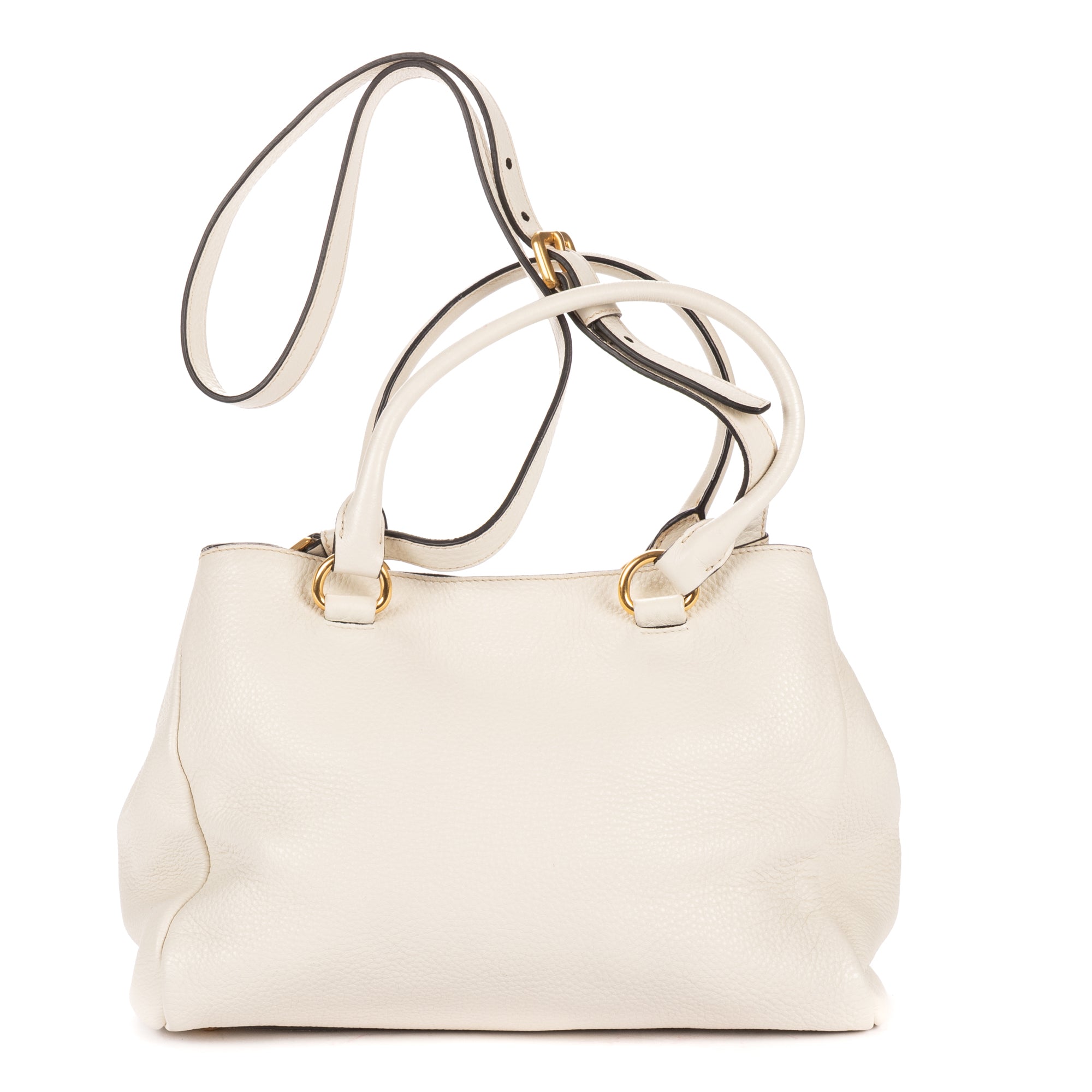 Shoulder Bag Convertible Open Tote Ivory Vitello Phenix Leather