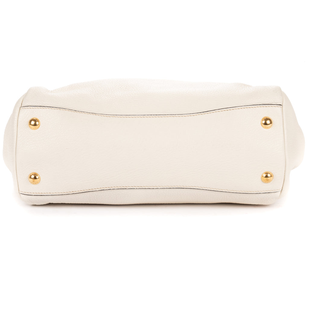 Shoulder Bag Convertible Open Tote Ivory Vitello Phenix Leather