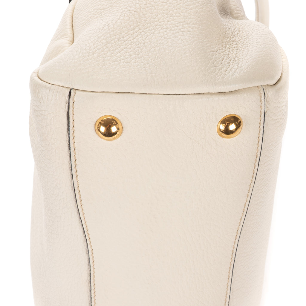 Shoulder Bag Convertible Open Tote Ivory Vitello Phenix Leather