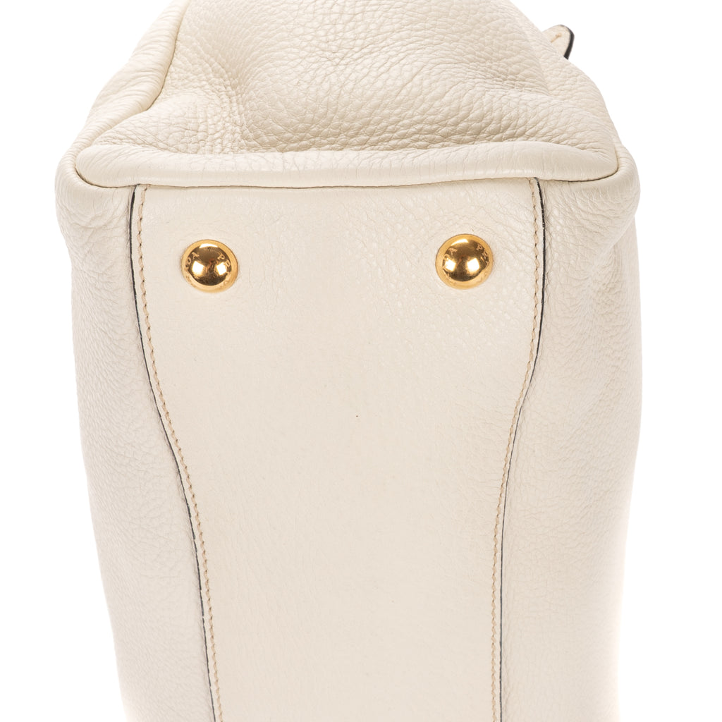 Shoulder Bag Convertible Open Tote Ivory Vitello Phenix Leather