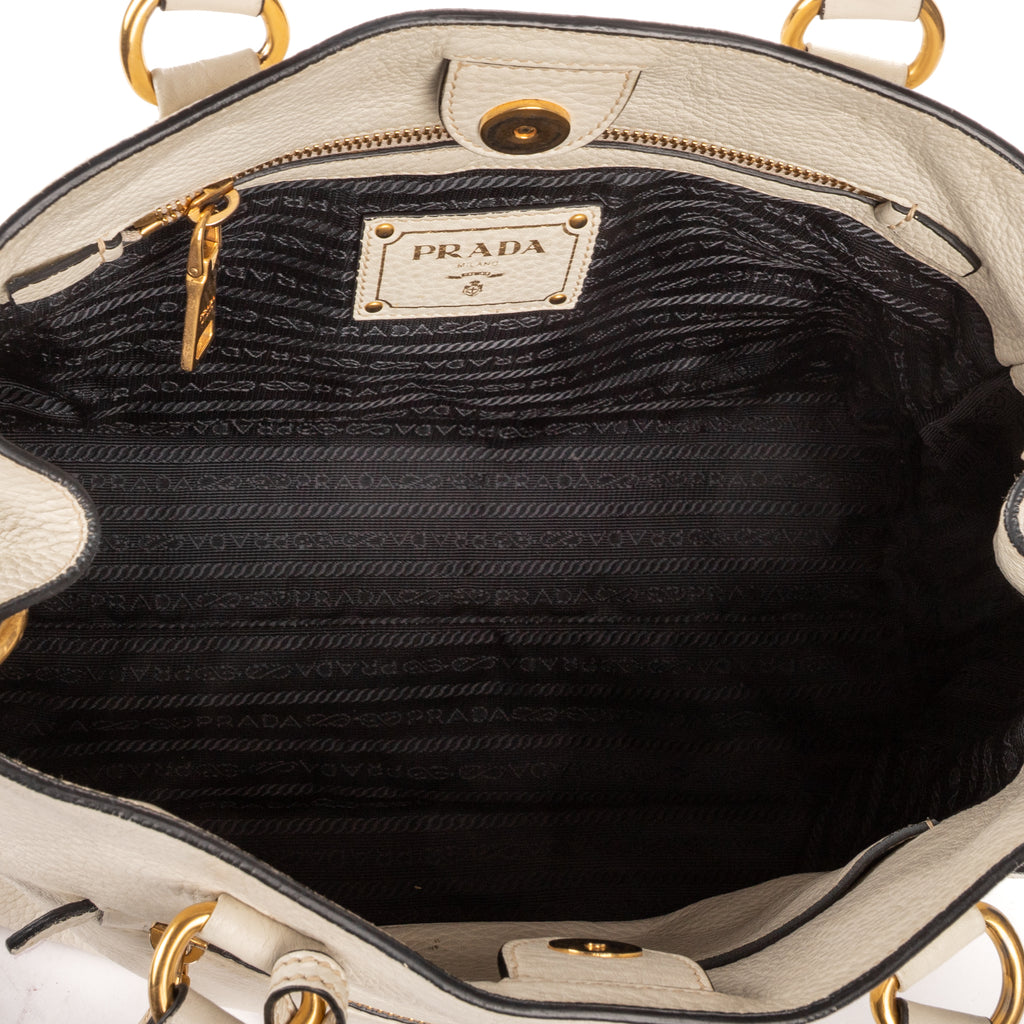 Shoulder Bag Convertible Open Tote Ivory Vitello Phenix Leather