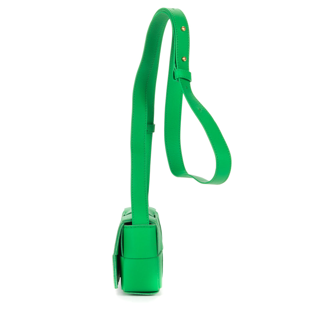 Shoulder Bag Micro Candy Cassette Crossbody Micro Green Intrecciato Leather