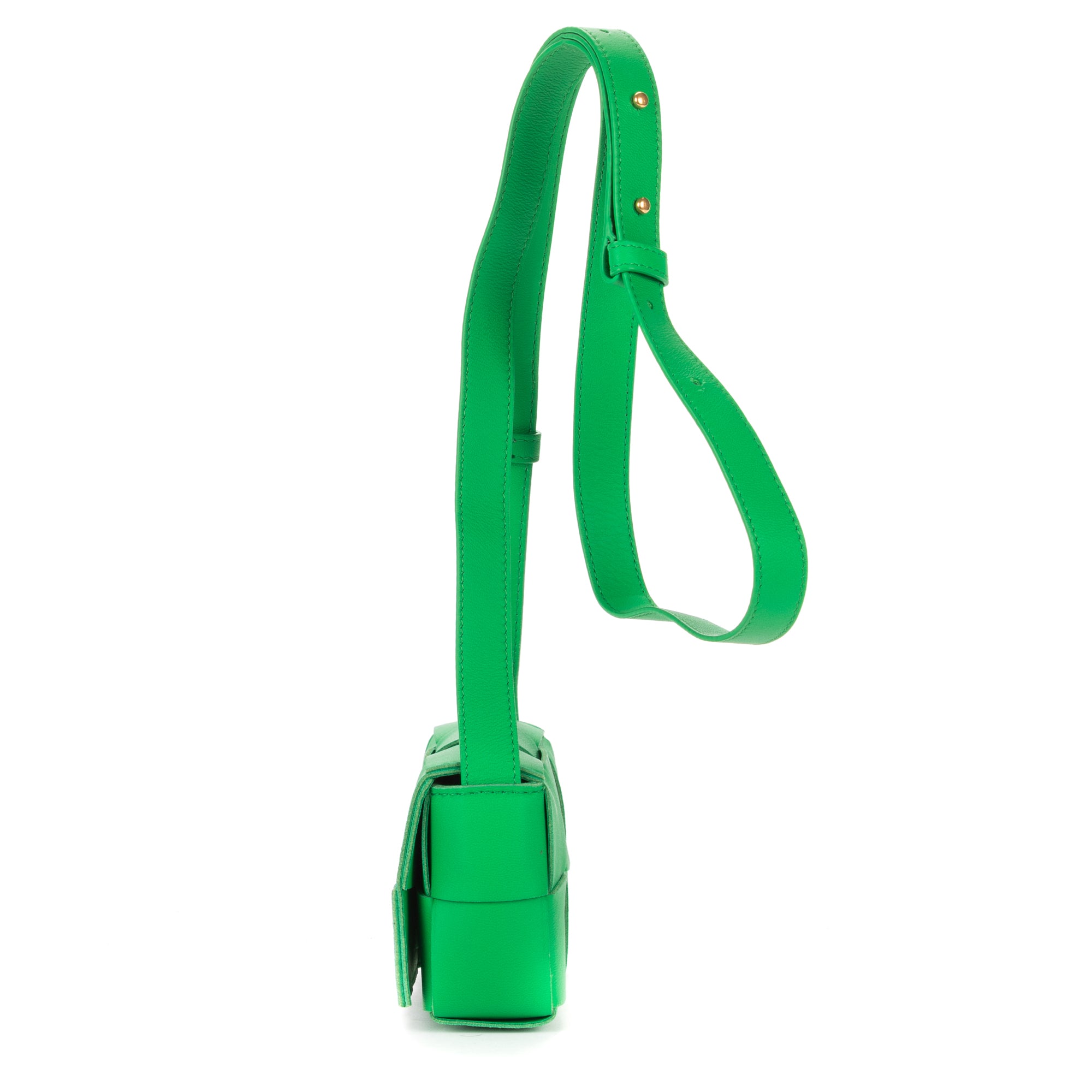 Shoulder Bag Micro Candy Cassette Crossbody Micro Green Intrecciato Leather