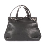 Bolso de Hombro Mediano Bambú Diario Asa Superior Piel de Becerro Granulada Negra
