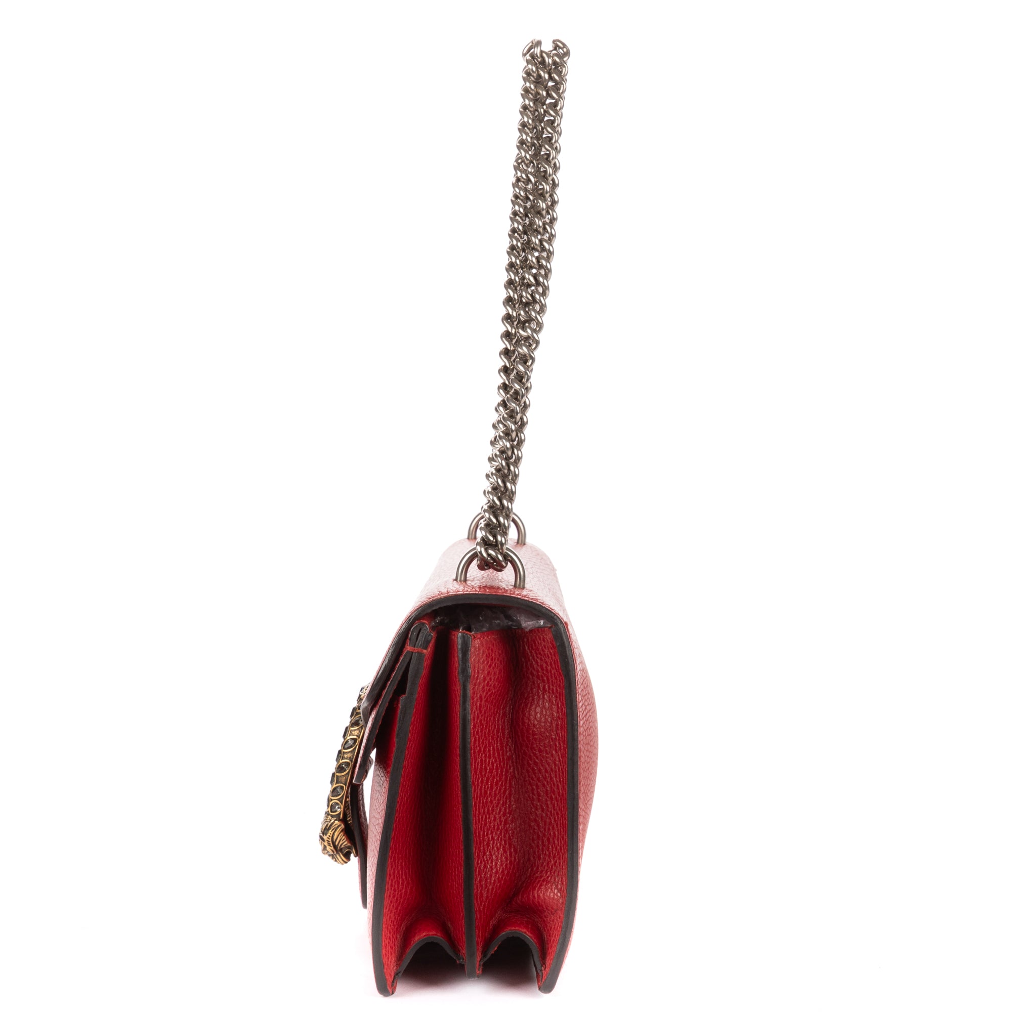 Shoulder Bag Medium Swarvoski Crystal Dionysus Medium Red Grained Calfskin Leather
