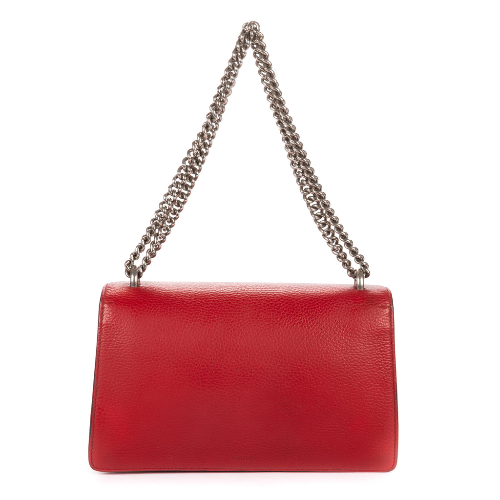 Shoulder Bag Medium Swarvoski Crystal Dionysus Medium Red Grained Calfskin Leather