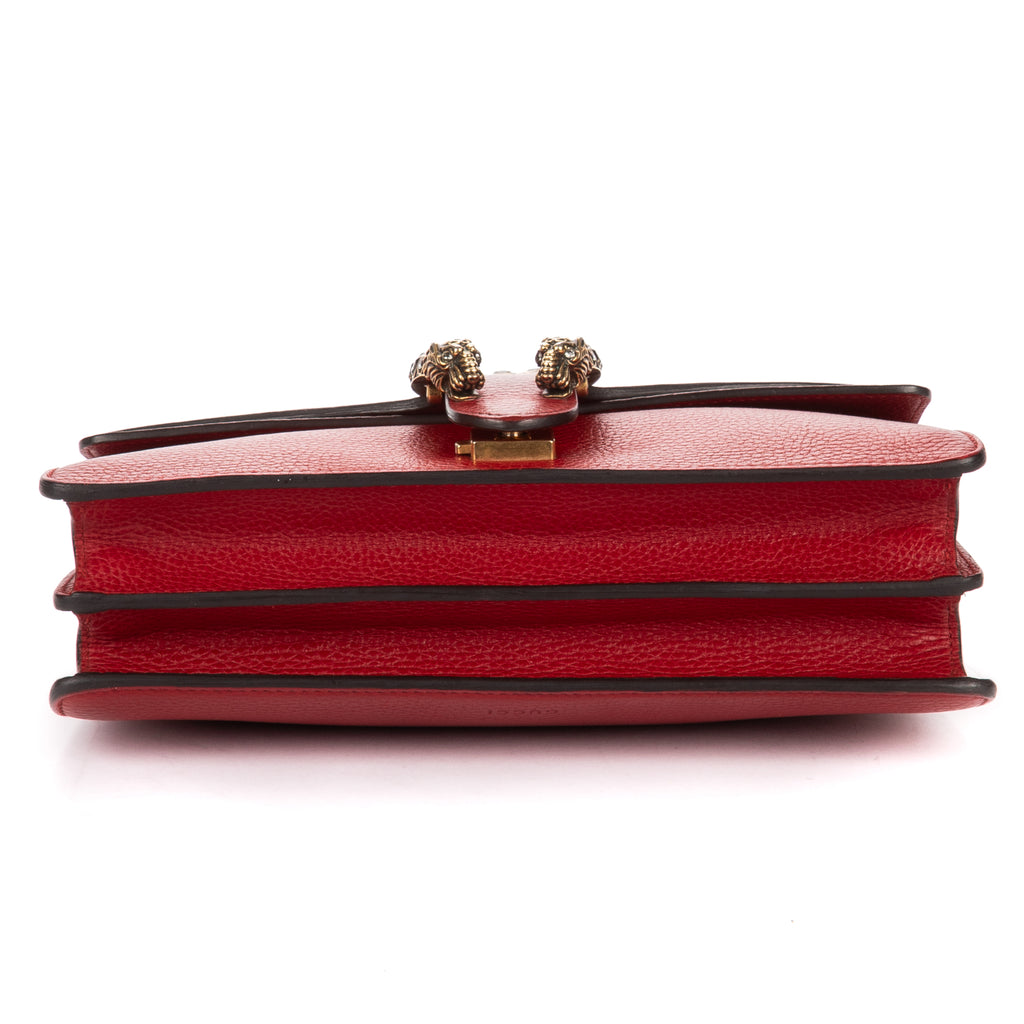 Shoulder Bag Medium Swarvoski Crystal Dionysus Medium Red Grained Calfskin Leather