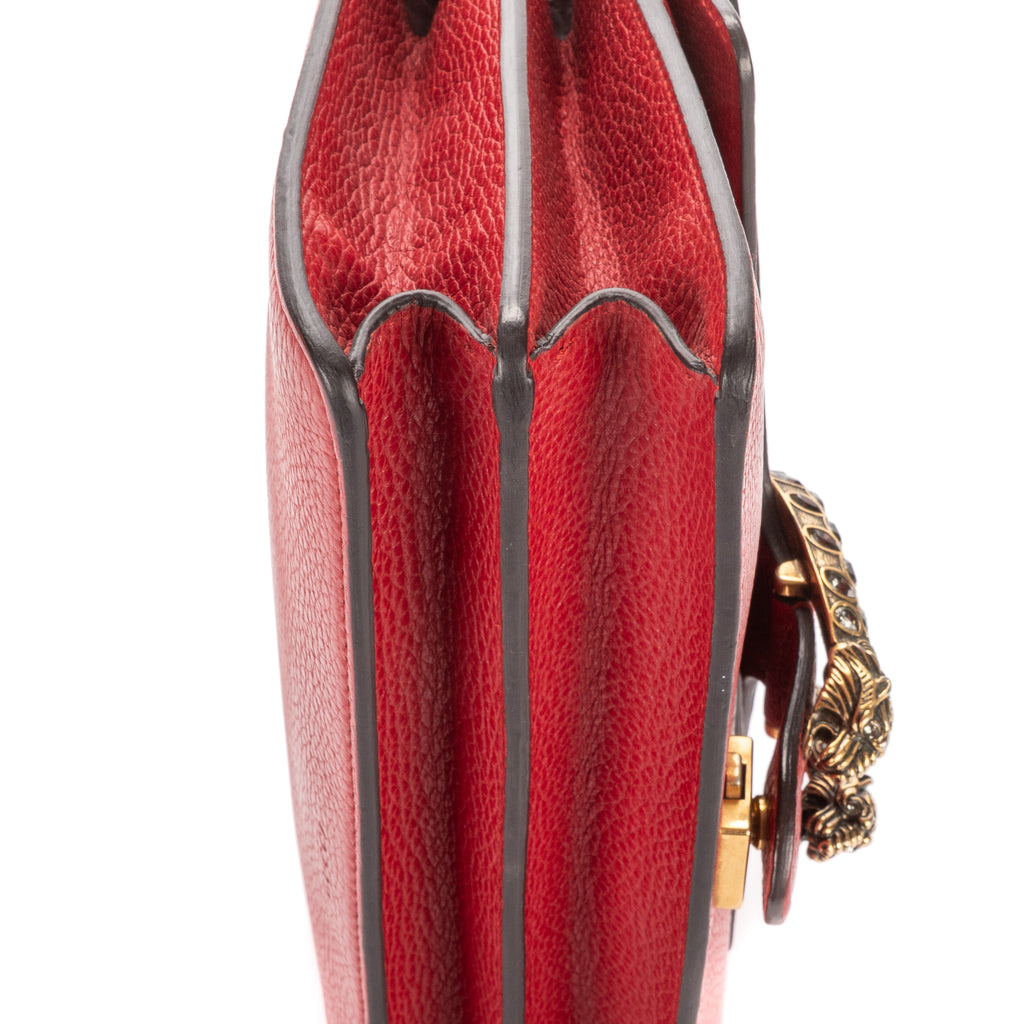 Shoulder Bag Medium Swarvoski Crystal Dionysus Medium Red Grained Calfskin Leather